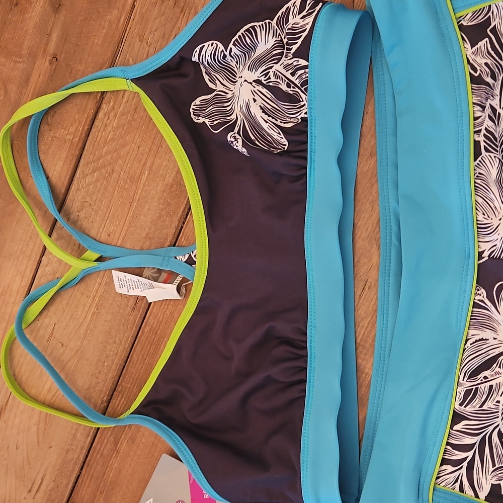 NWT Athleta Blue and Green Floral Bikini Set - Picture 2 of 3